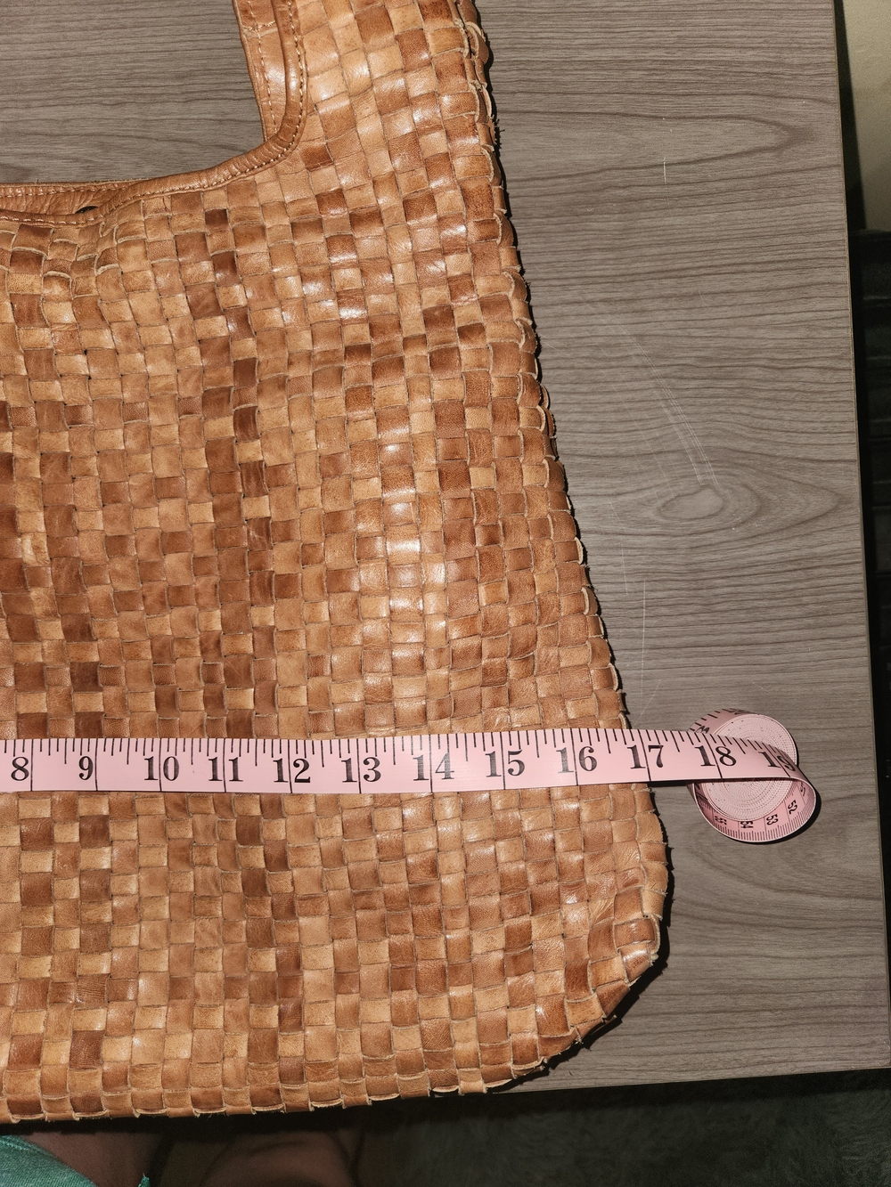 Woven Leather Tote Bag in Tan - Women Bags - Picture 7 of 9